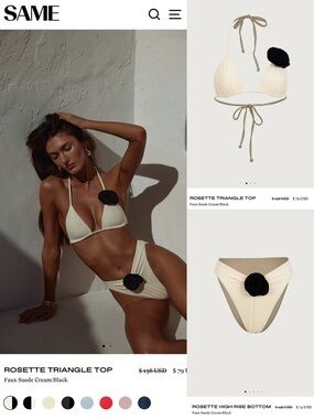SAME Los Angeles Rosette triangle top and high rise bottom bikini set